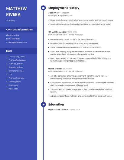 Jockey Resume