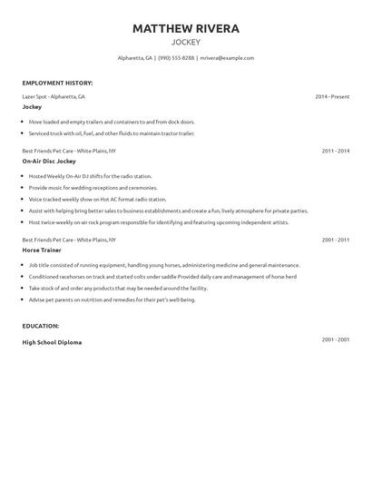 Jockey Resume