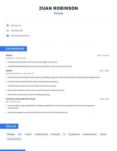 Jockey Resume