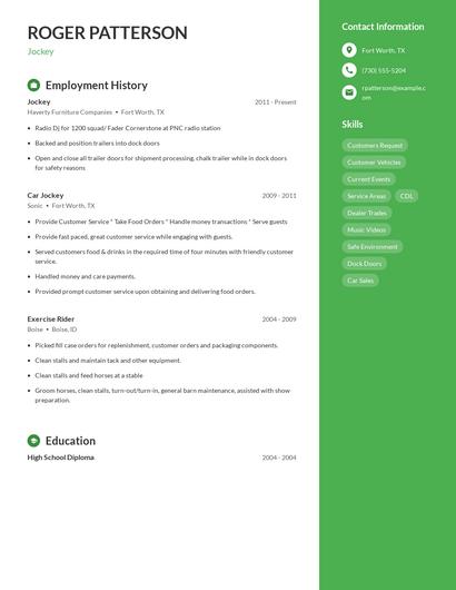 Jockey Resume