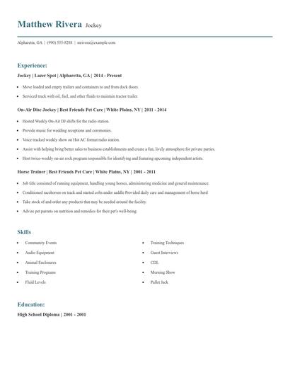 Jockey Resume