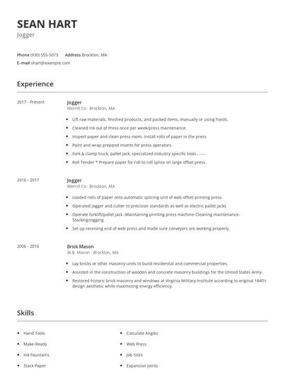 Jogger Resume