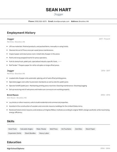 Jogger Resume