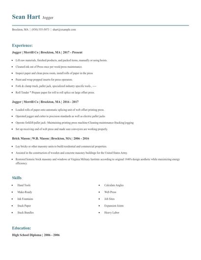 Jogger Resume