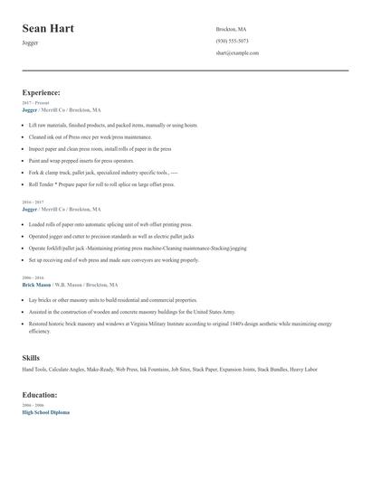 Jogger Resume