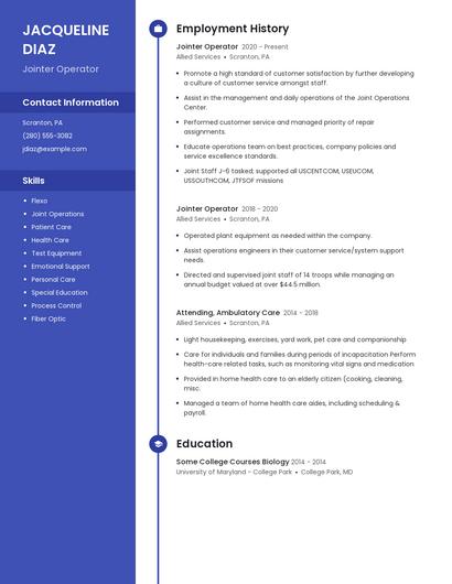 Jointer Operator Resume