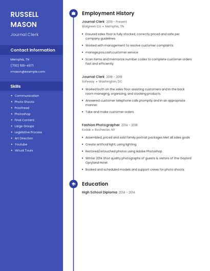 Journal Clerk Resume