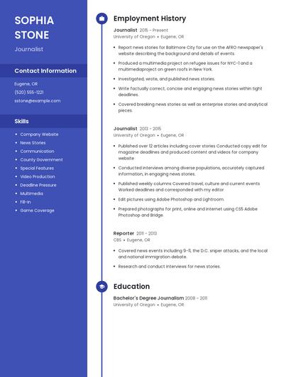 Journalist Resume