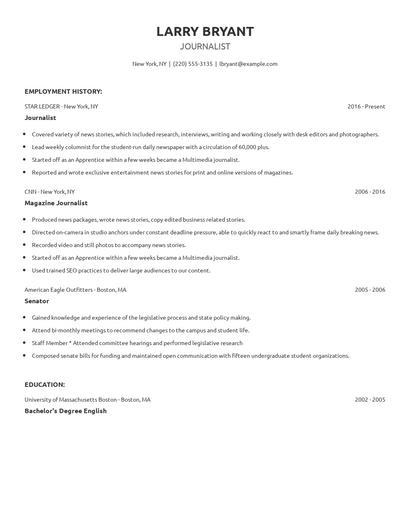 Journalist Resume