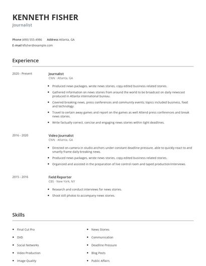 Journalist Resume
