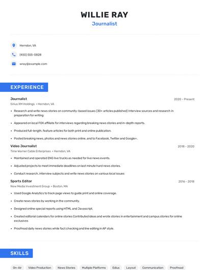 Journalist Resume