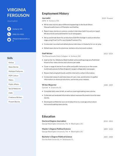 Journalist Resume