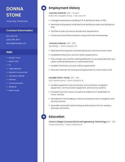 Journey Lineman Resume