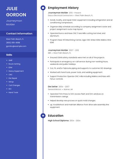 Journeyman Molder Resume