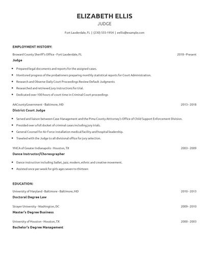 Judge Resume
