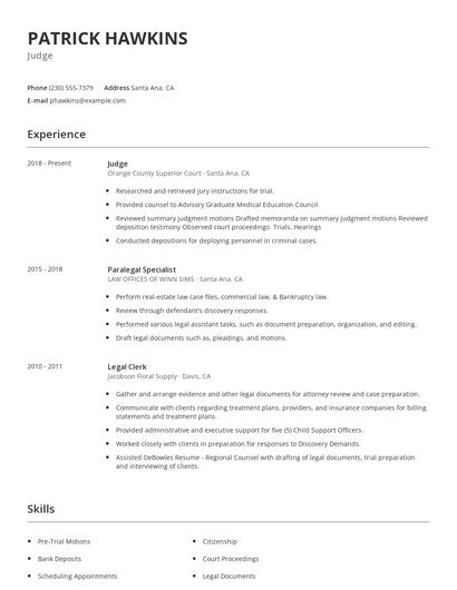 Judge Resume