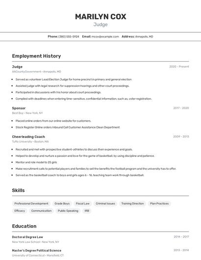 Judge Resume