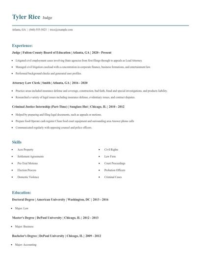 Judge Resume