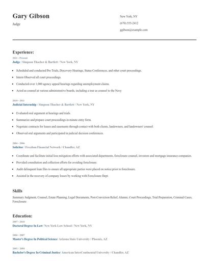 Judge Resume