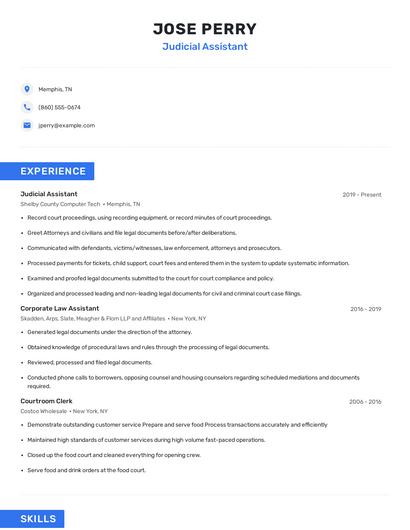 Judicial Assistant Resume