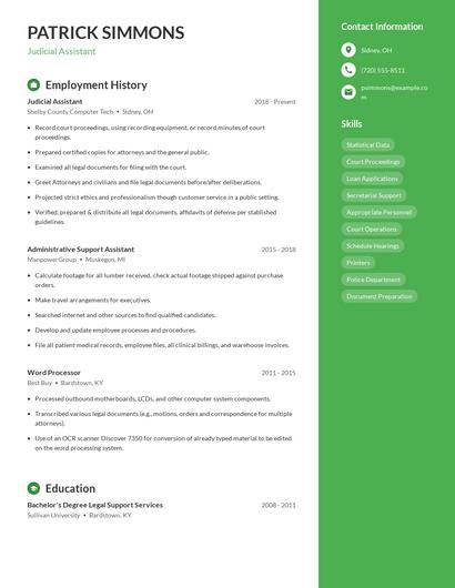Judicial Assistant Resume