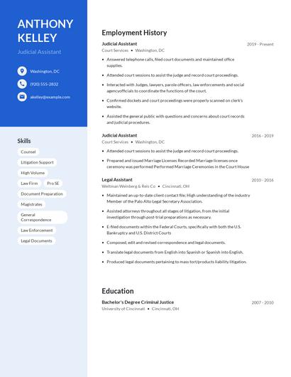 Judicial Assistant Resume