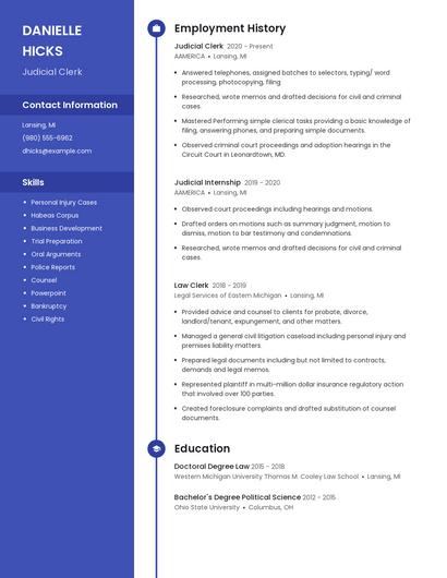 Judicial Clerk Resume