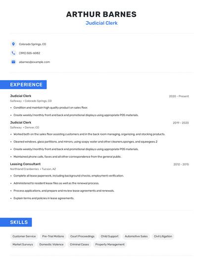 Judicial Clerk Resume