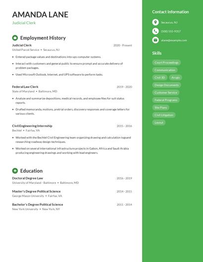 Judicial Clerk Resume