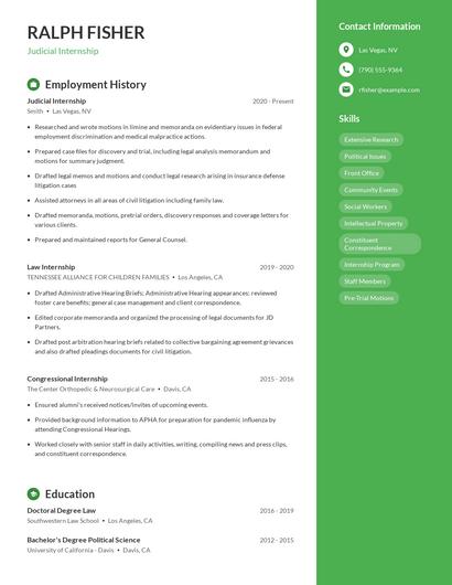 Judicial Internship Resume