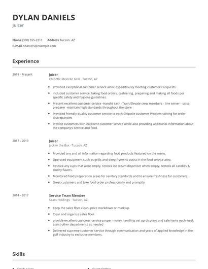 Juicer Resume
