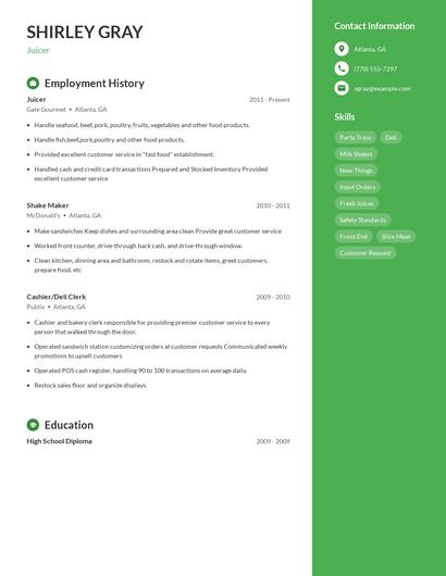 Juicer Resume