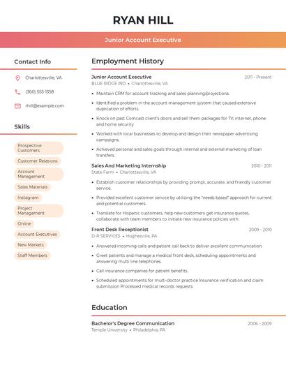Junior Account Executive Resume