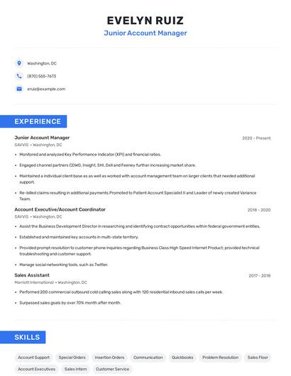 Junior Account Manager Resume