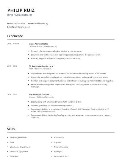 Junior Administrator Resume