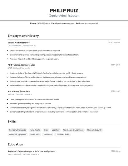 Junior Administrator Resume