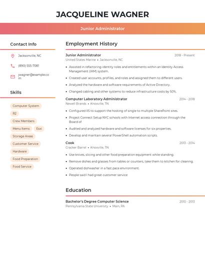 Junior Administrator Resume