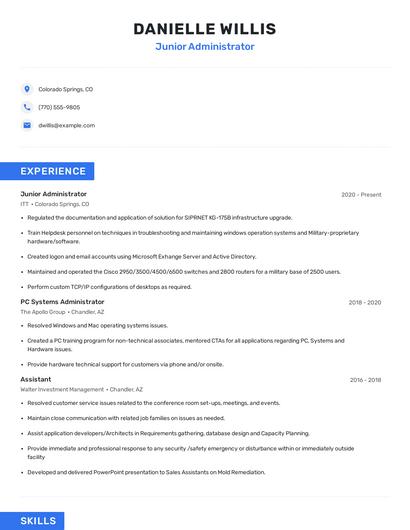 Junior Administrator Resume