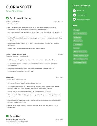 Junior Administrator Resume