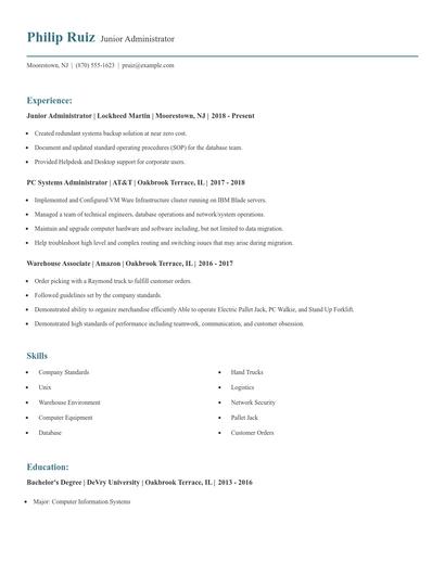 Junior Administrator Resume