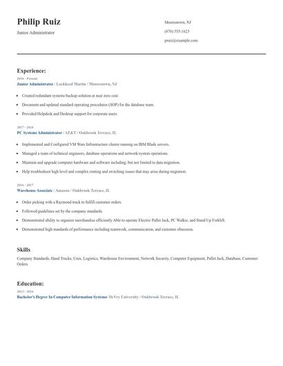 Junior Administrator Resume