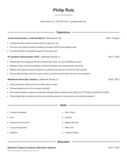 Junior Administrator Resume