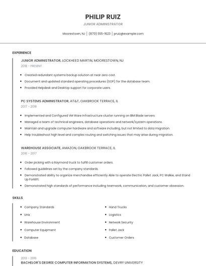 Junior Administrator Resume