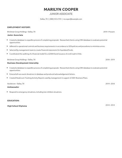 Junior Associate Resume