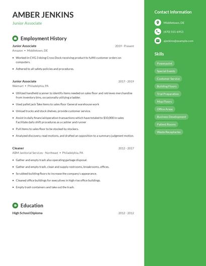 Junior Associate Resume