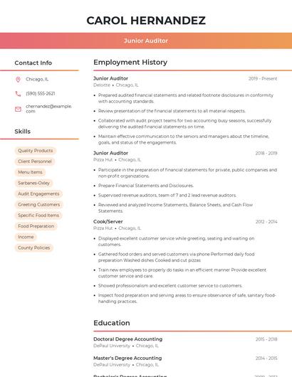 Junior Auditor Resume