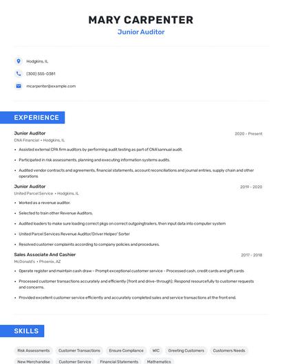 Junior Auditor Resume