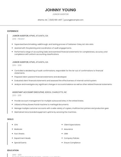 Junior Auditor Resume
