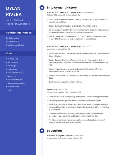 Junior Clinical Research Associate Resume