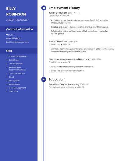 Junior Consultant Resume